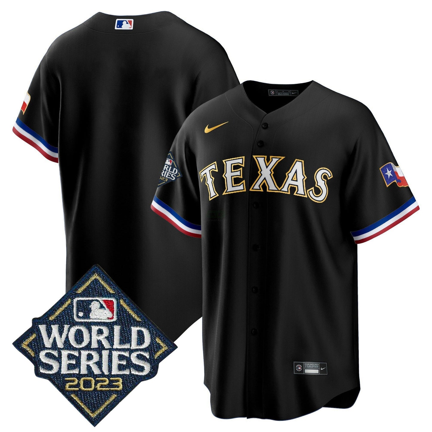 Camisa MLB Men’s Texas 2023 World Series Cool Base Dourada Trim Jersey