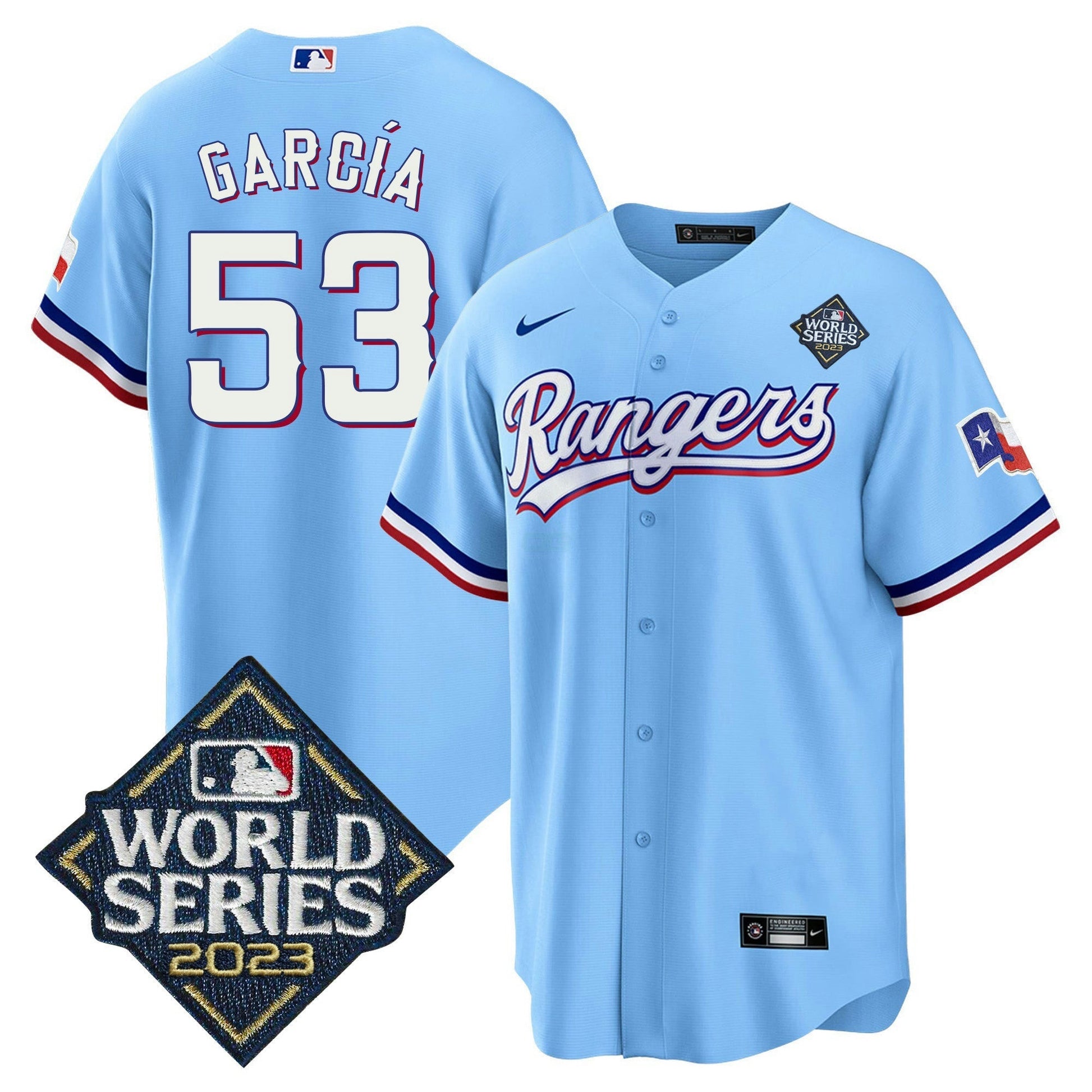 Camisa MLB Men’s Texas 2023 World Series Cool Base Jersey