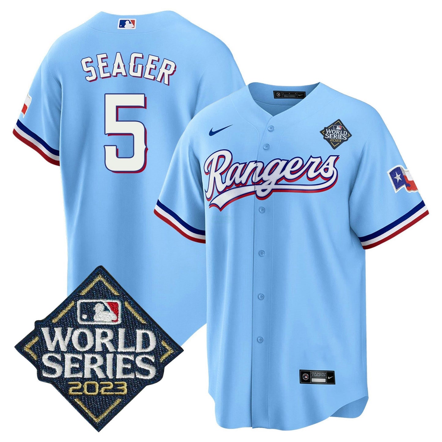 Camisa MLB Men’s Texas 2023 World Series Cool Base Jersey