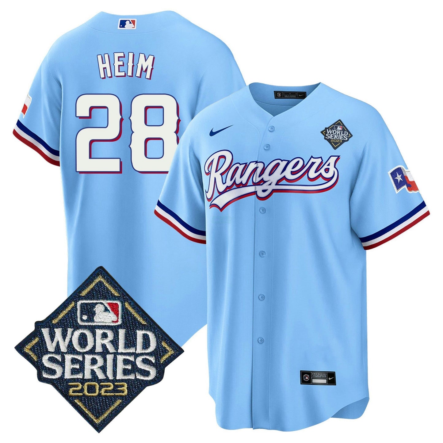 Camisa MLB Men’s Texas 2023 World Series Cool Base Jersey