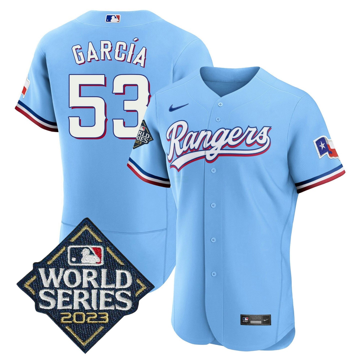 Camisa MLB Men’s Texas 2023 World Series Flex Base Jersey V1