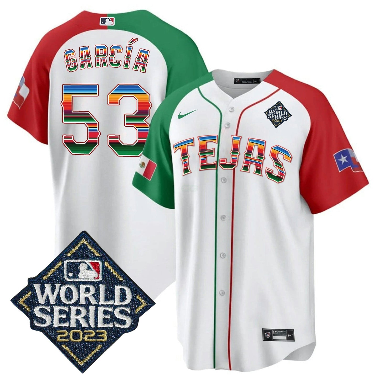 Camisa MLB Men’s Texas 2023 World Series Mexico Jersey