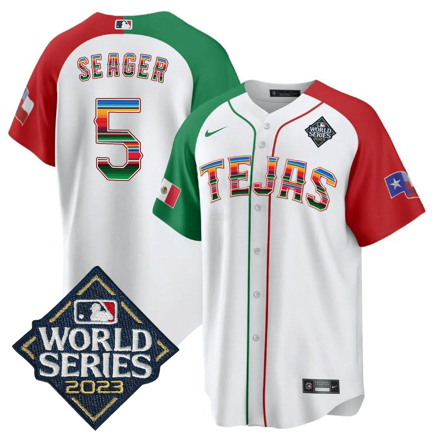 Camisa MLB Men’s Texas 2023 World Series Mexico Jersey