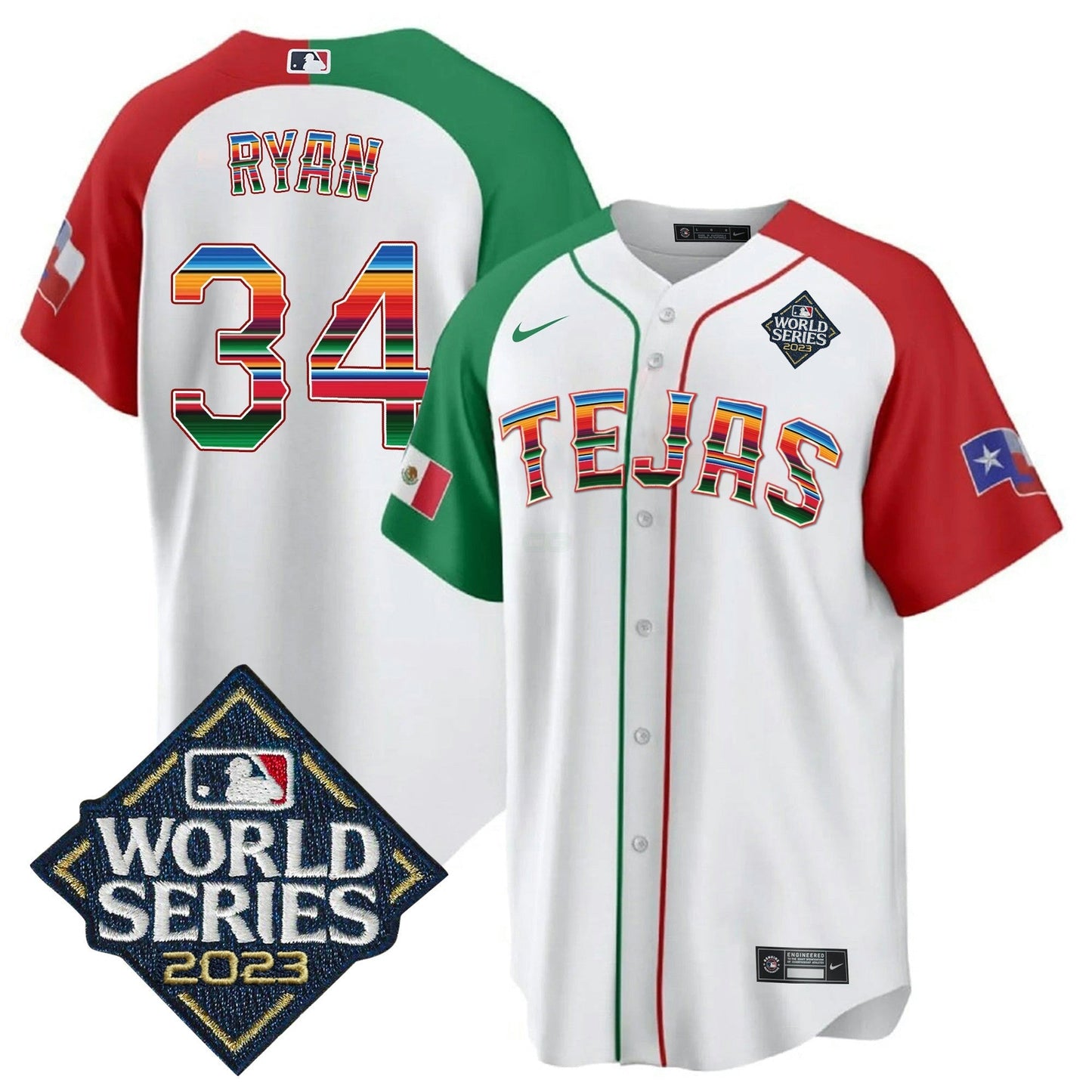 Camisa MLB Men’s Texas 2023 World Series Mexico Jersey