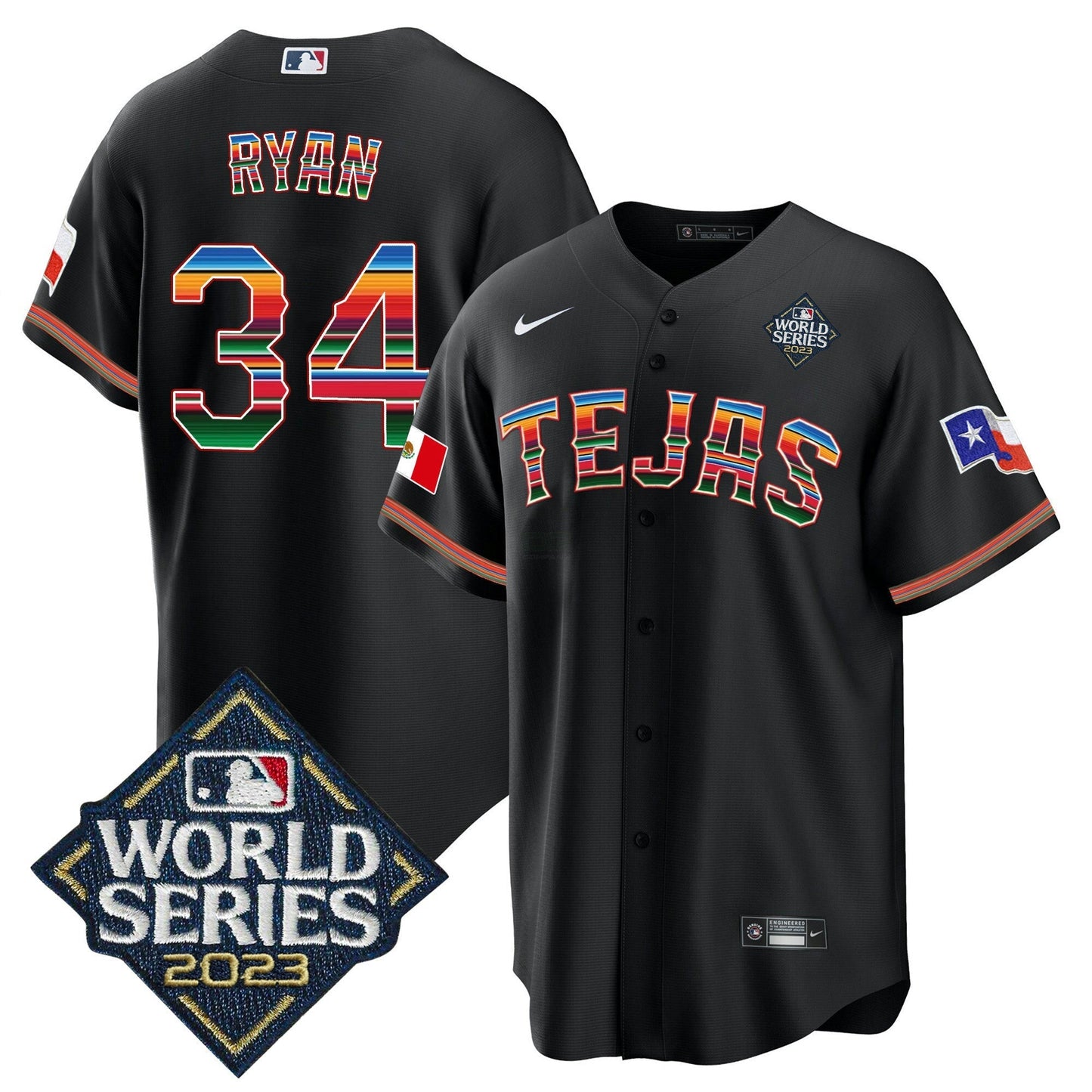 Camisa MLB Men’s Texas 2023 World Series Mexico Jersey