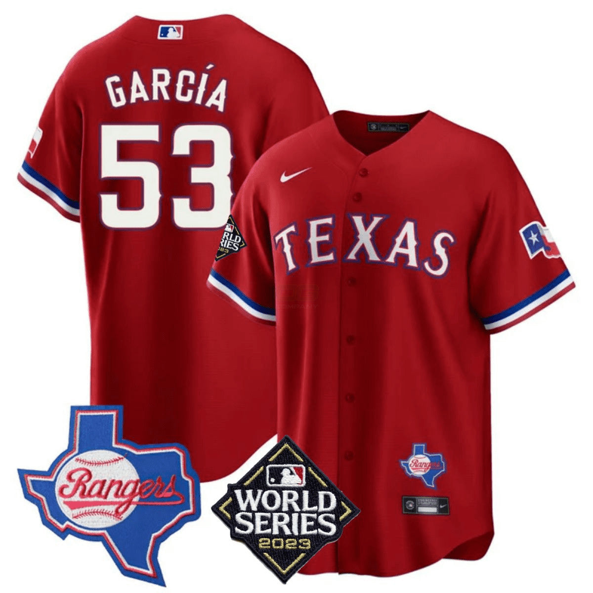 Camisa MLB Men’s Texas 2023 World Series & Texas State Patch Cool Base Dourada Jersey V2