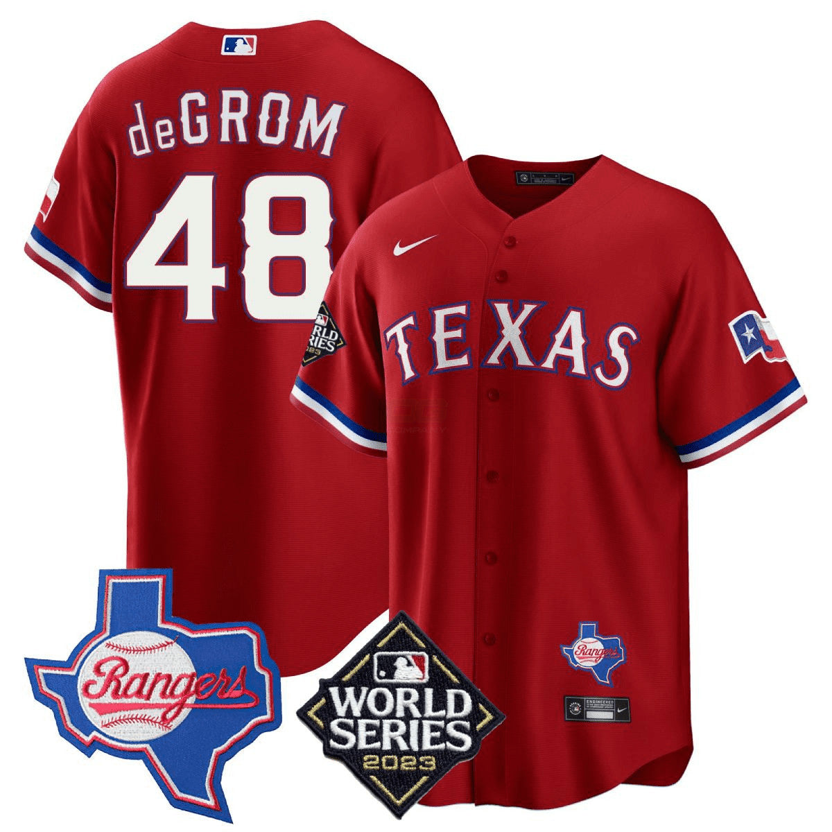 Camisa MLB Men’s Texas 2023 World Series & Texas State Patch Cool Base Dourada Jersey V2