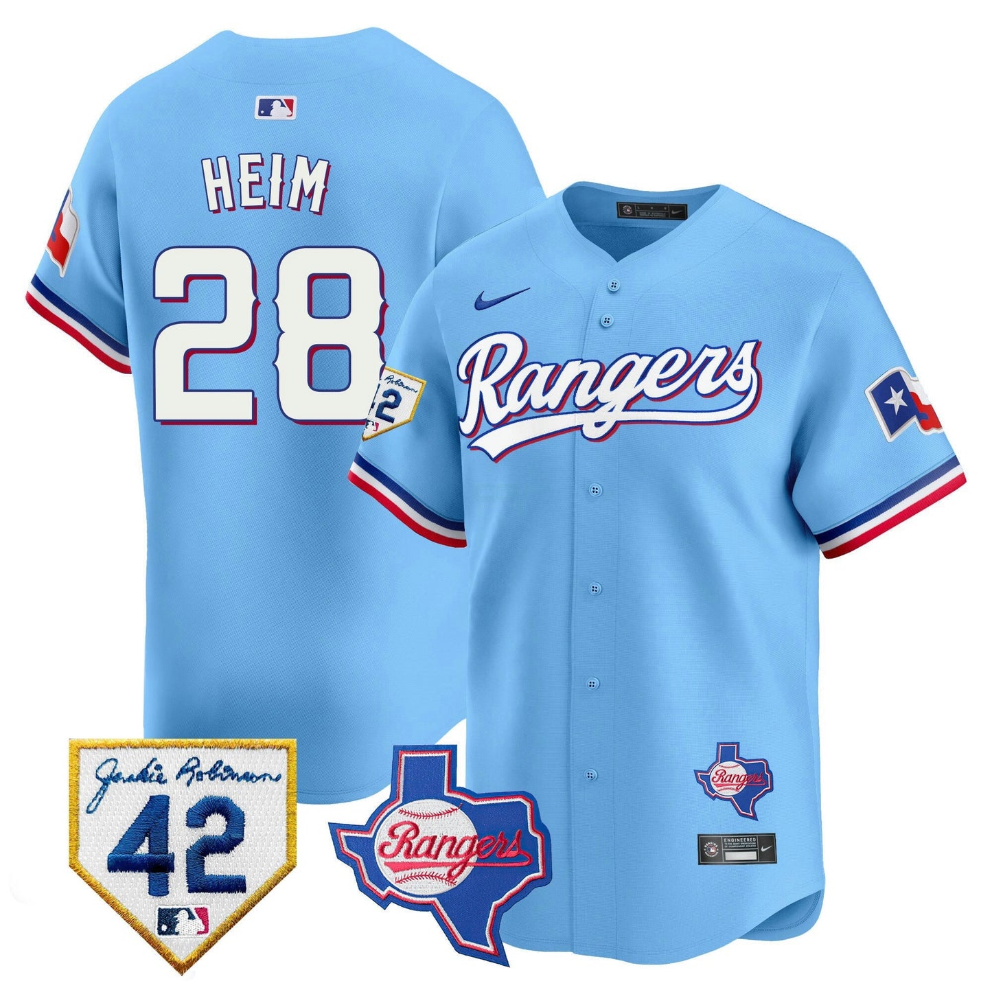 Camisa MLB Men’s Texas 2024 Jackie Robinson Patch Vapor Premier Limited Jersey