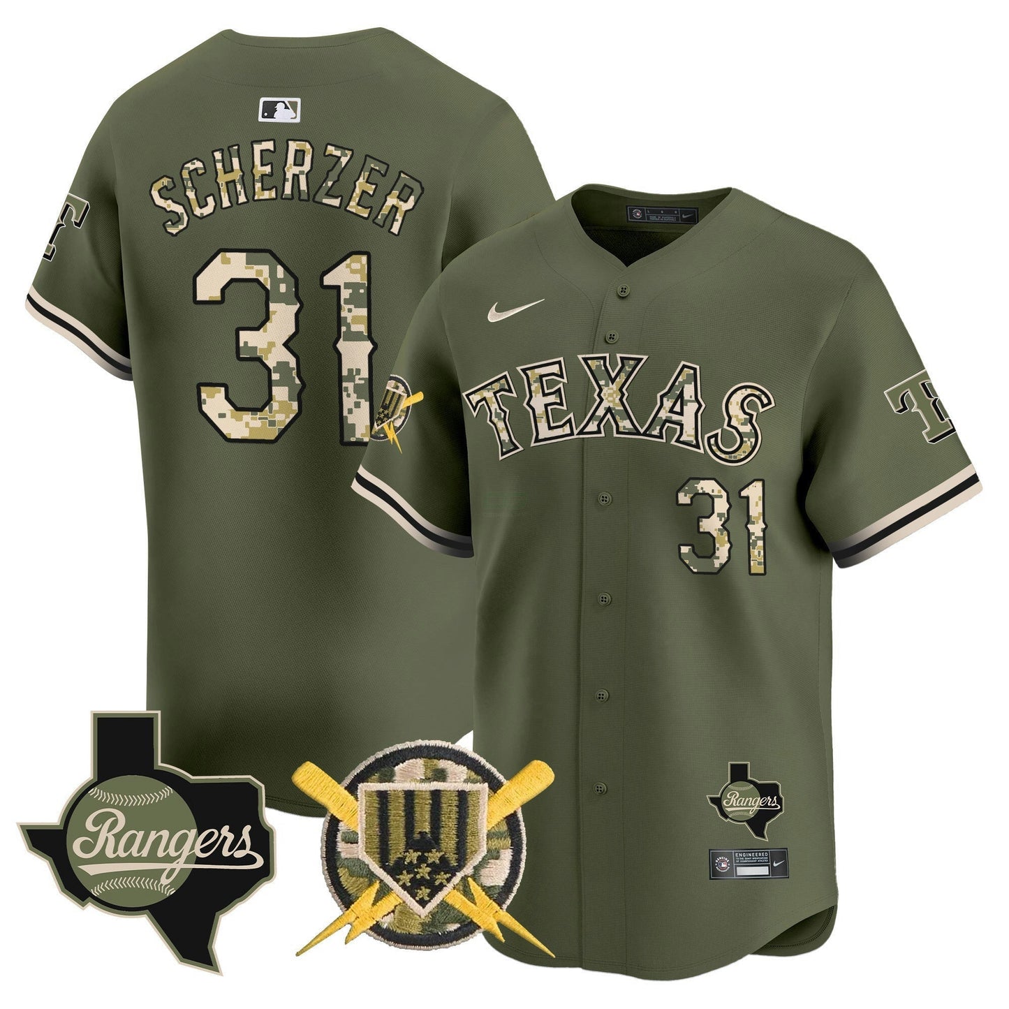 Camisa MLB Men’s Texas Armed Forces Day Vapor Premier Limited Jersey