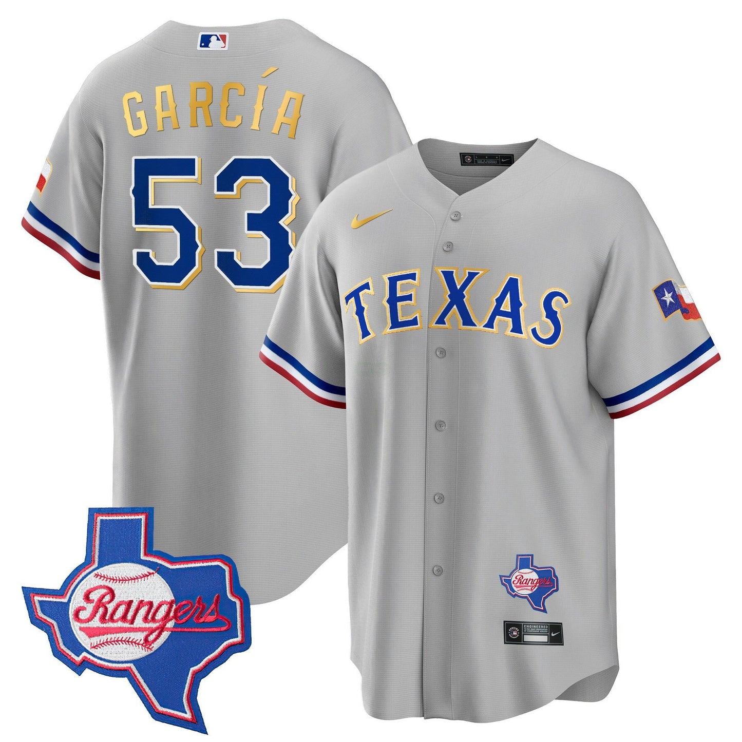 Camisa MLB Men’s Texas Gold Trim Cool Base Jersey – Texas Patch