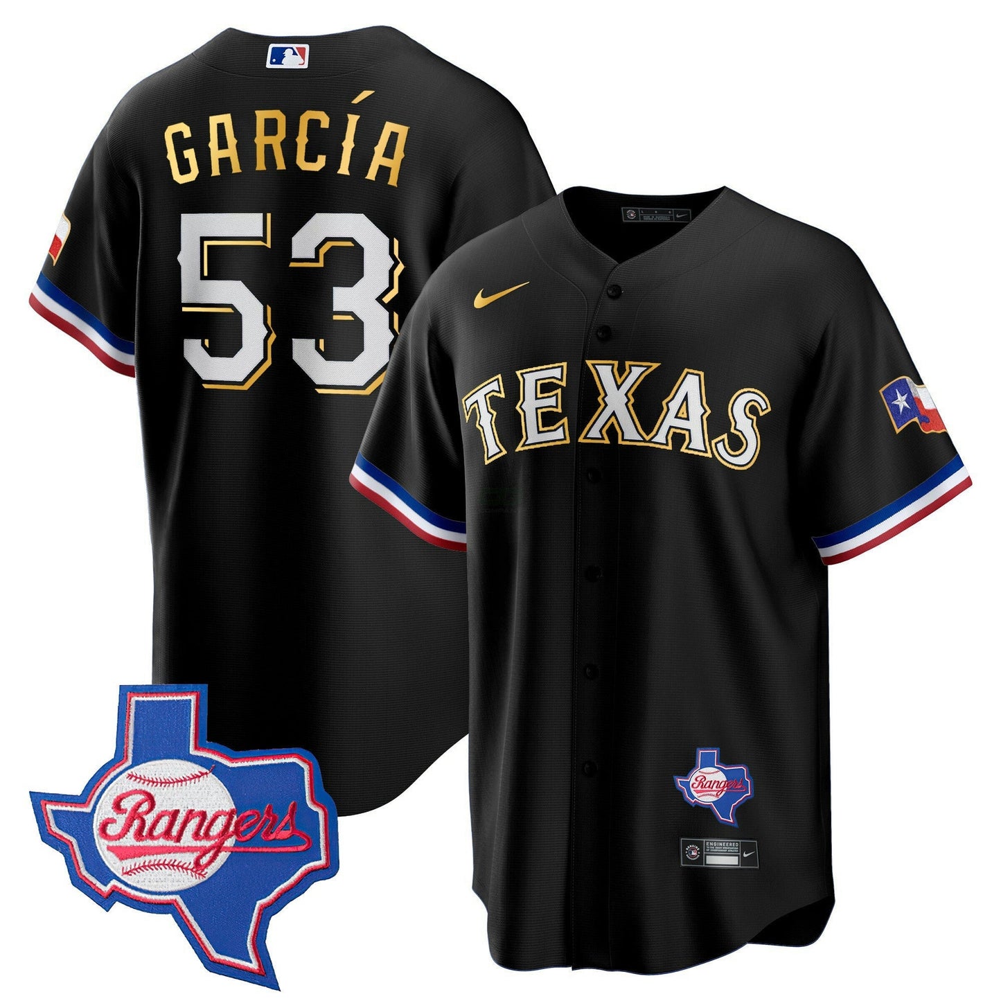 Camisa MLB Men’s Texas Gold Trim Cool Base Jersey – Texas Patch