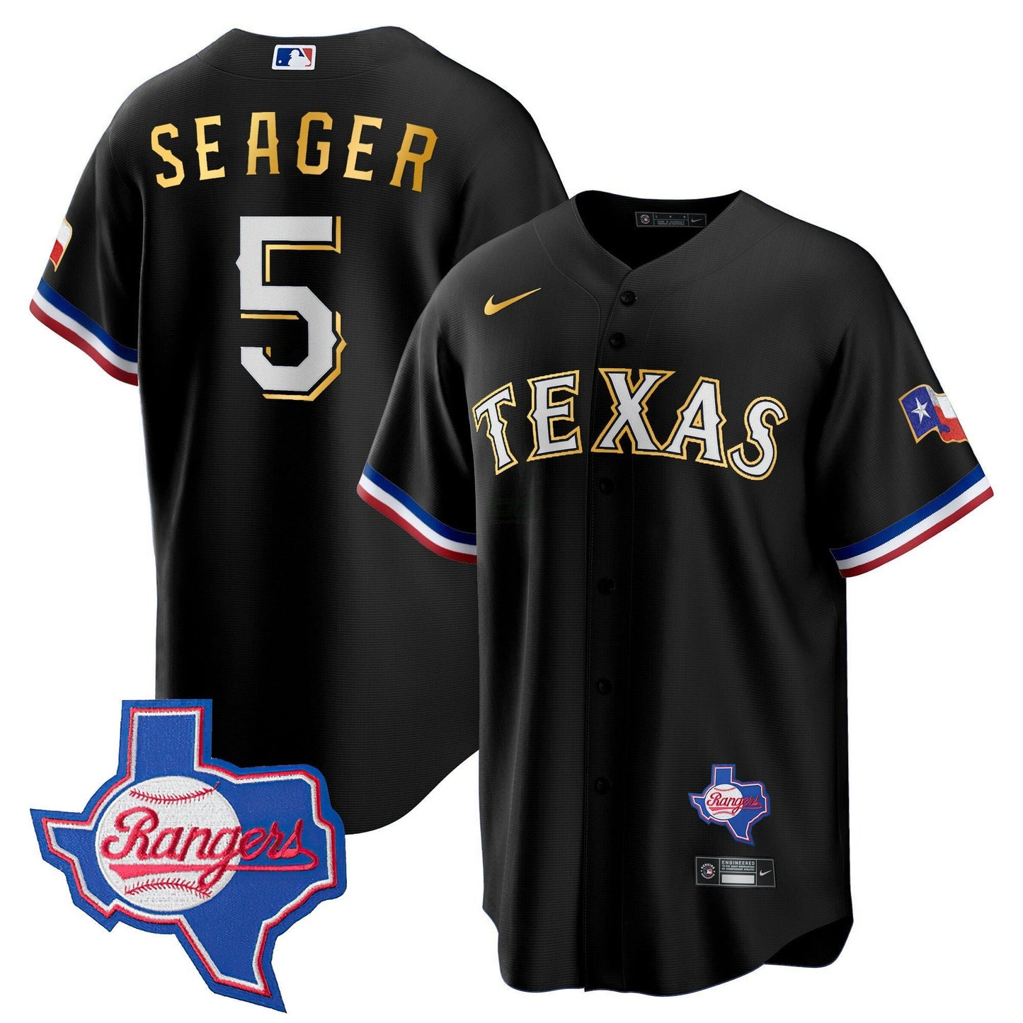 Camisa MLB Men’s Texas Gold Trim Cool Base Jersey – Texas Patch
