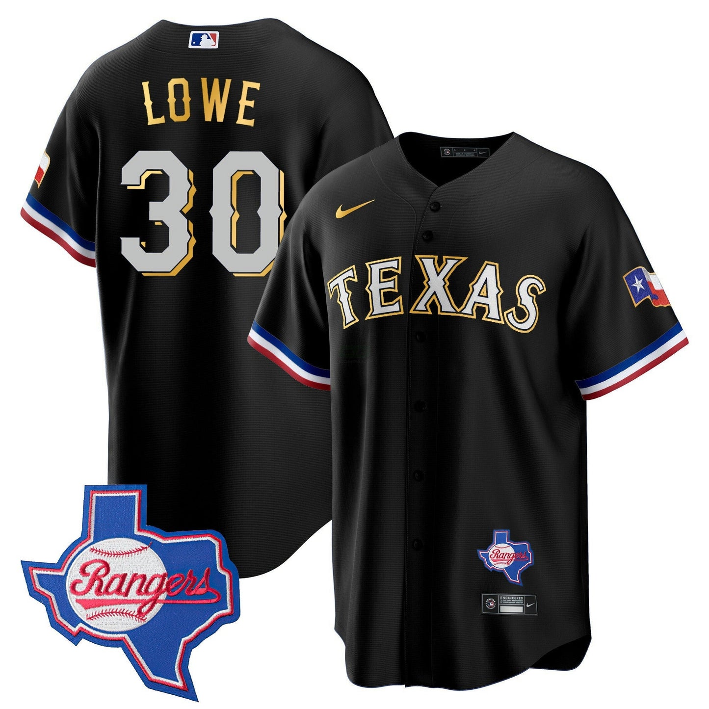 Camisa MLB Men’s Texas Gold Trim Cool Base Jersey – Texas Patch