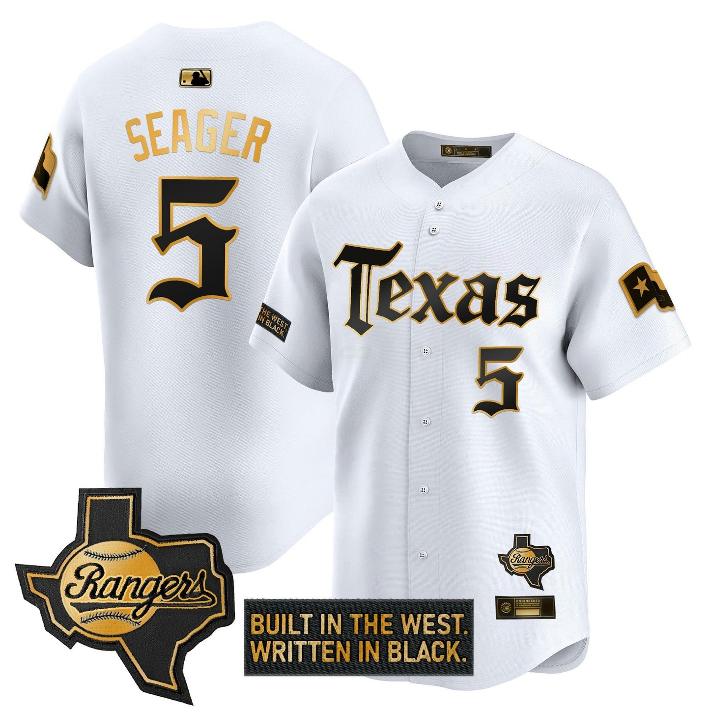 Camisa MLB Men’s Texas ‘Gothic Frontier Edition’ Dourada Vapor Premier Limited Jersey