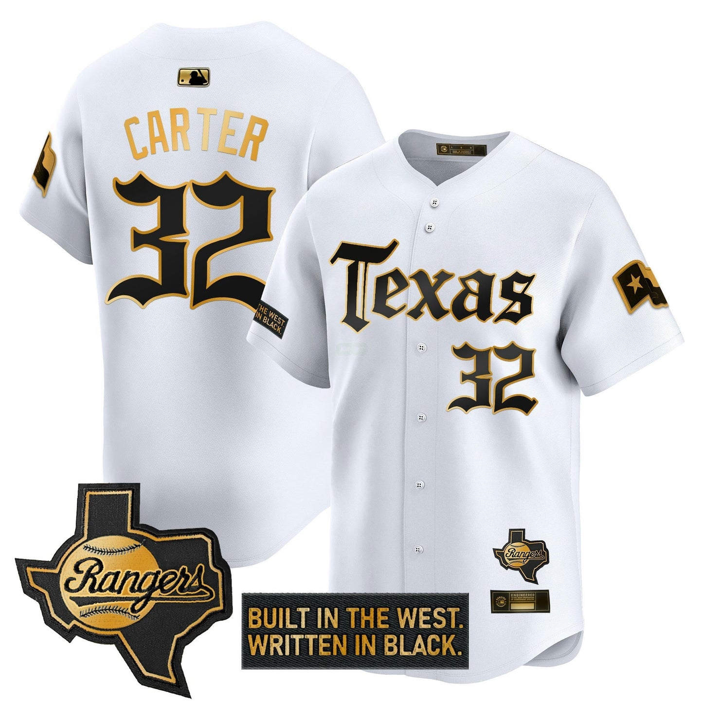 Camisa MLB Men’s Texas ‘Gothic Frontier Edition’ Dourada Vapor Premier Limited Jersey