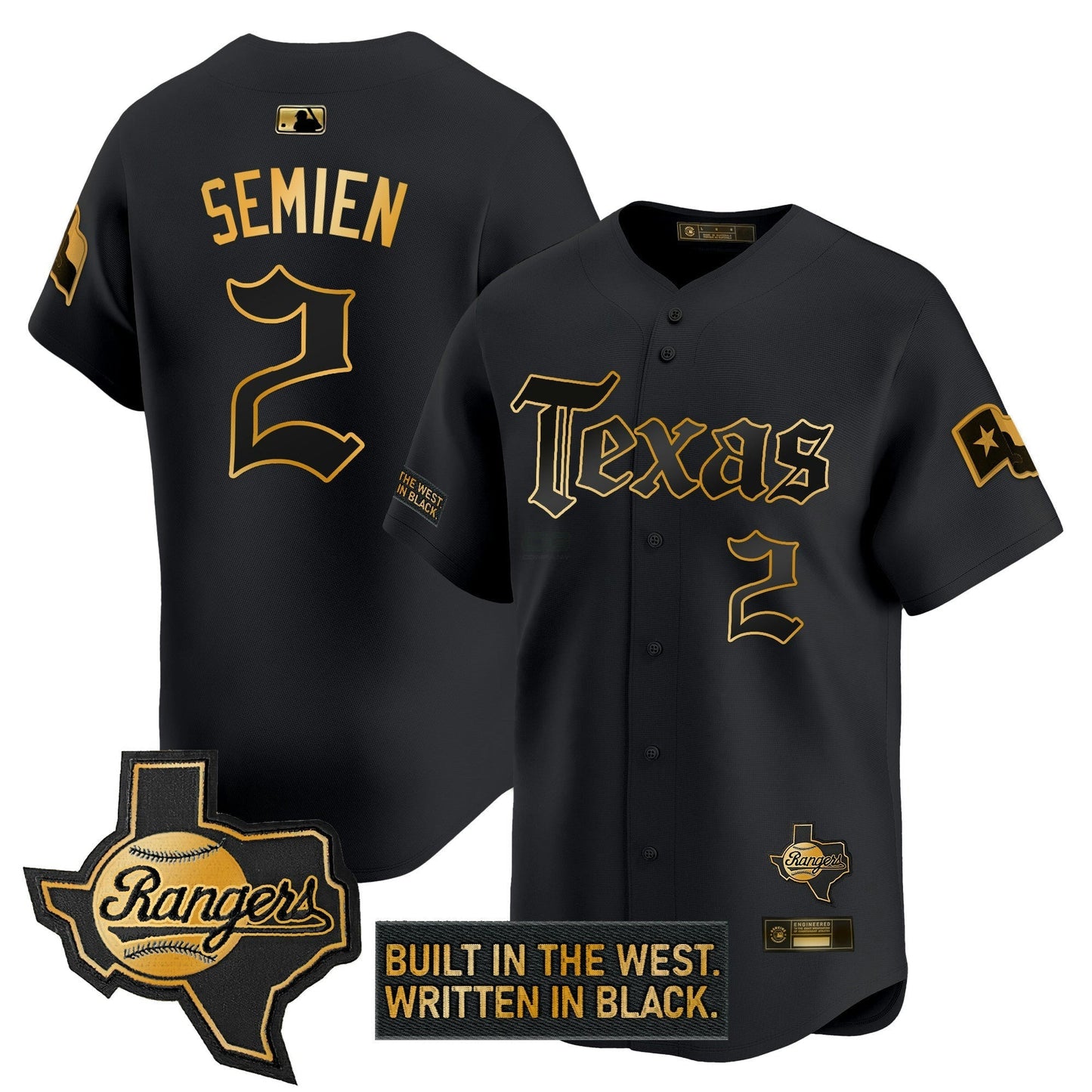 Camisa MLB Men’s Texas ‘Gothic Frontier Edition’ Dourada Vapor Premier Limited Jersey