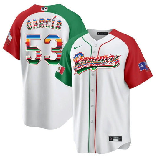 Camisa MLB Men’s Texas Mexican Heritage Night Cool Base Jersey – Home