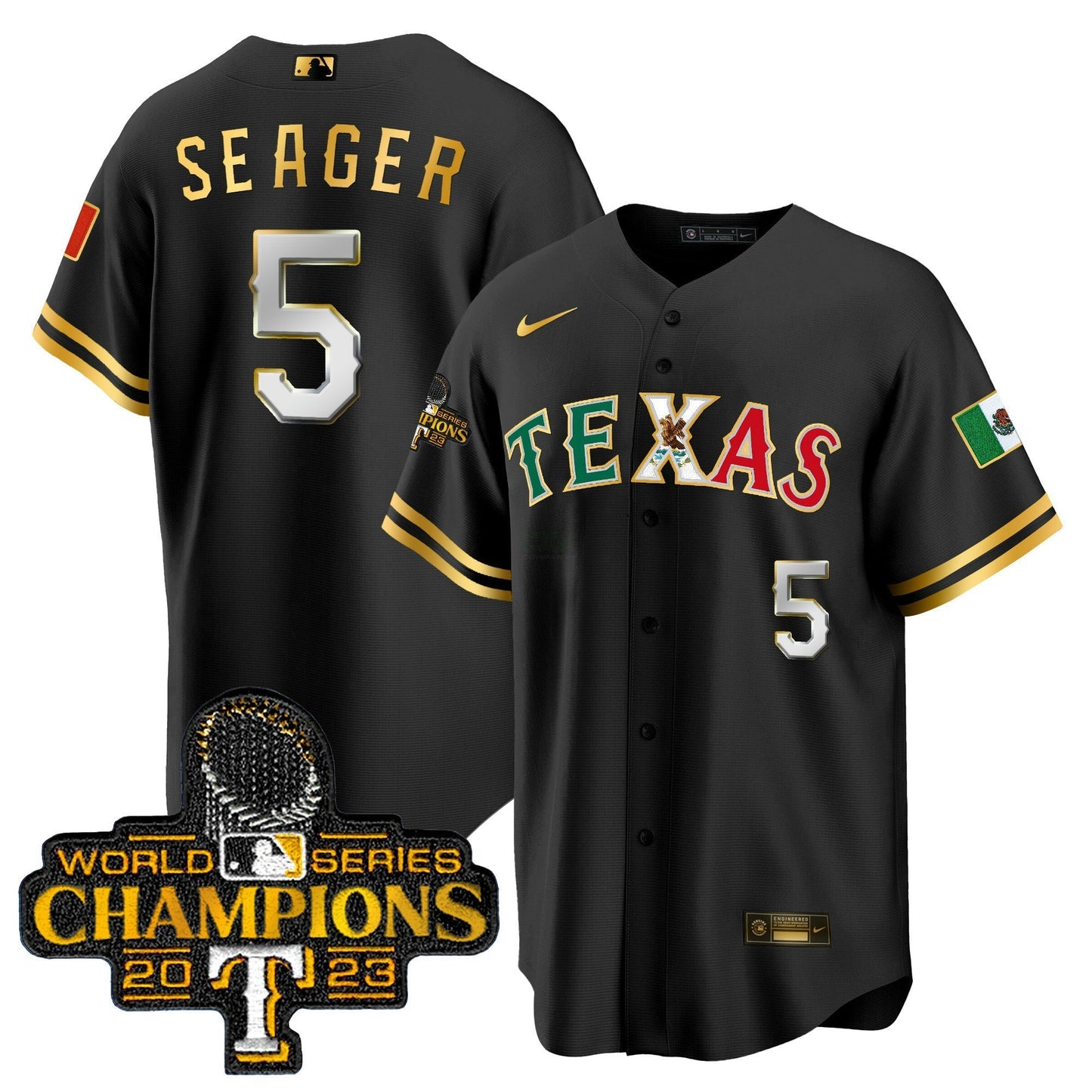 Camisa MLB Men’s Texas Mexico 2023 World Series Champions Jersey