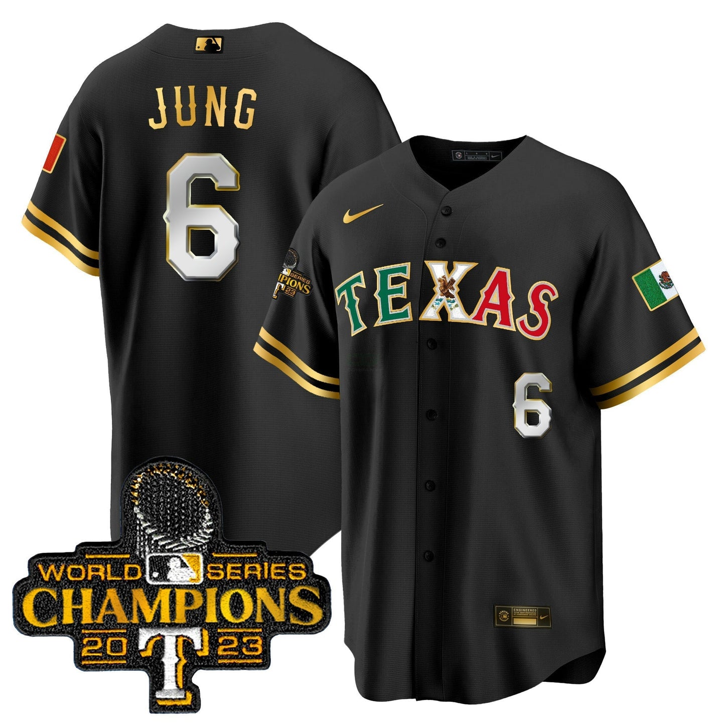 Camisa MLB Men’s Texas Mexico 2023 World Series Champions Jersey