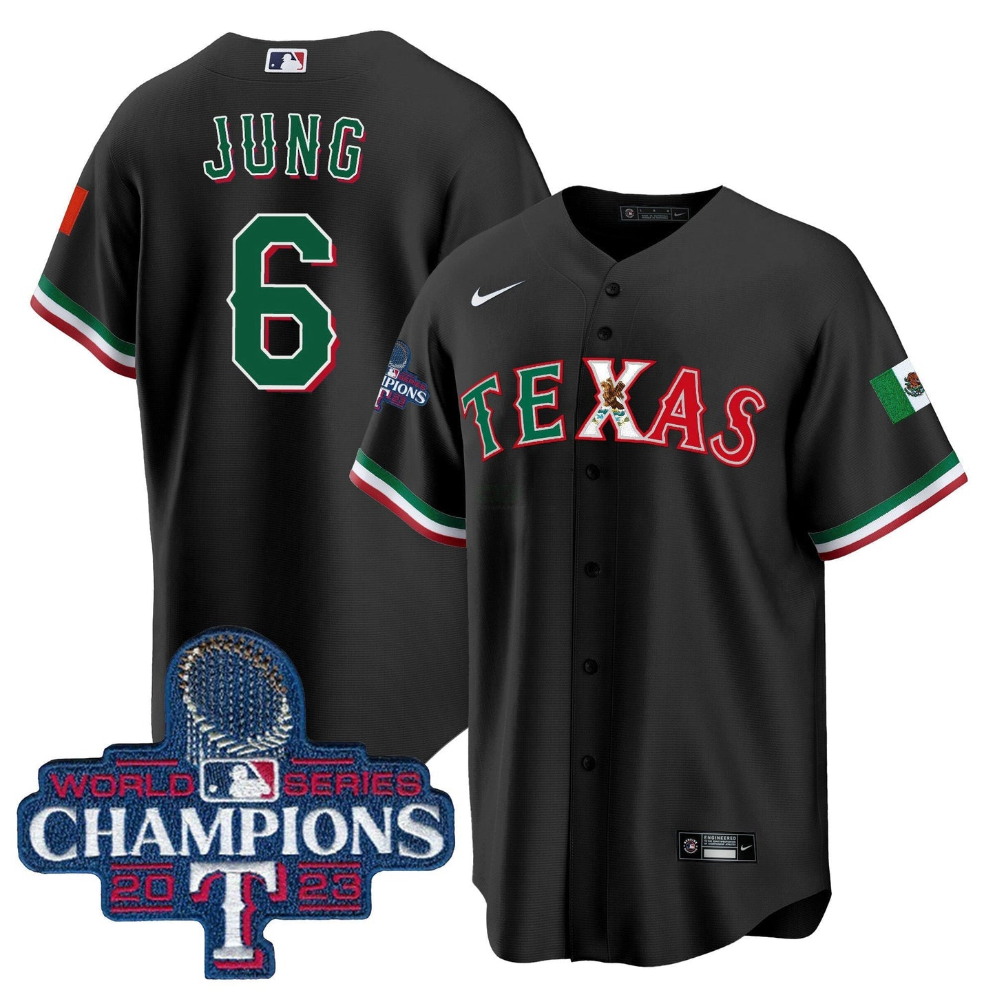 Camisa MLB Men’s Texas Mexico 2023 World Series Champions Jersey