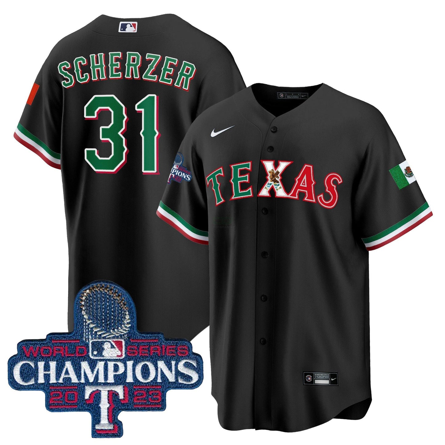 Camisa MLB Men’s Texas Mexico 2023 World Series Champions Jersey
