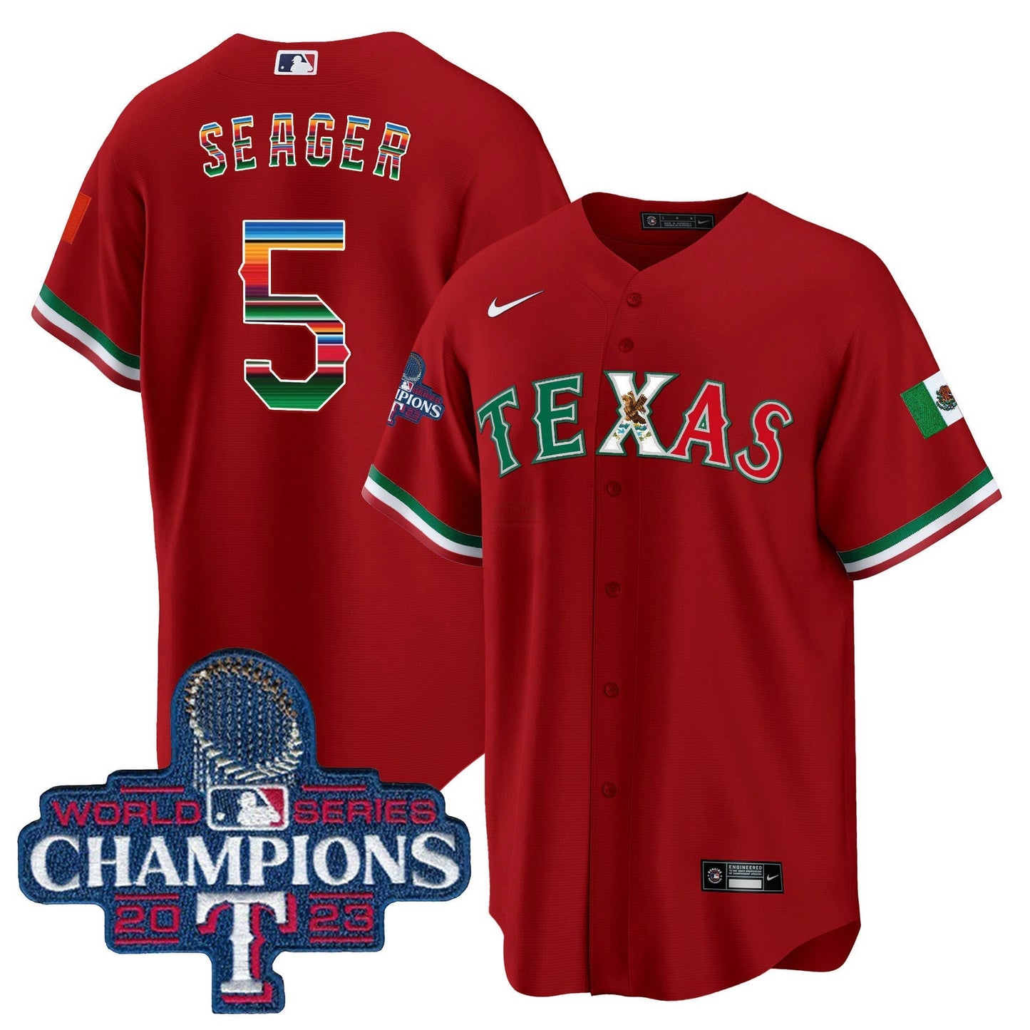 Camisa MLB Men’s Texas Mexico 2023 World Series Champions Jersey V2