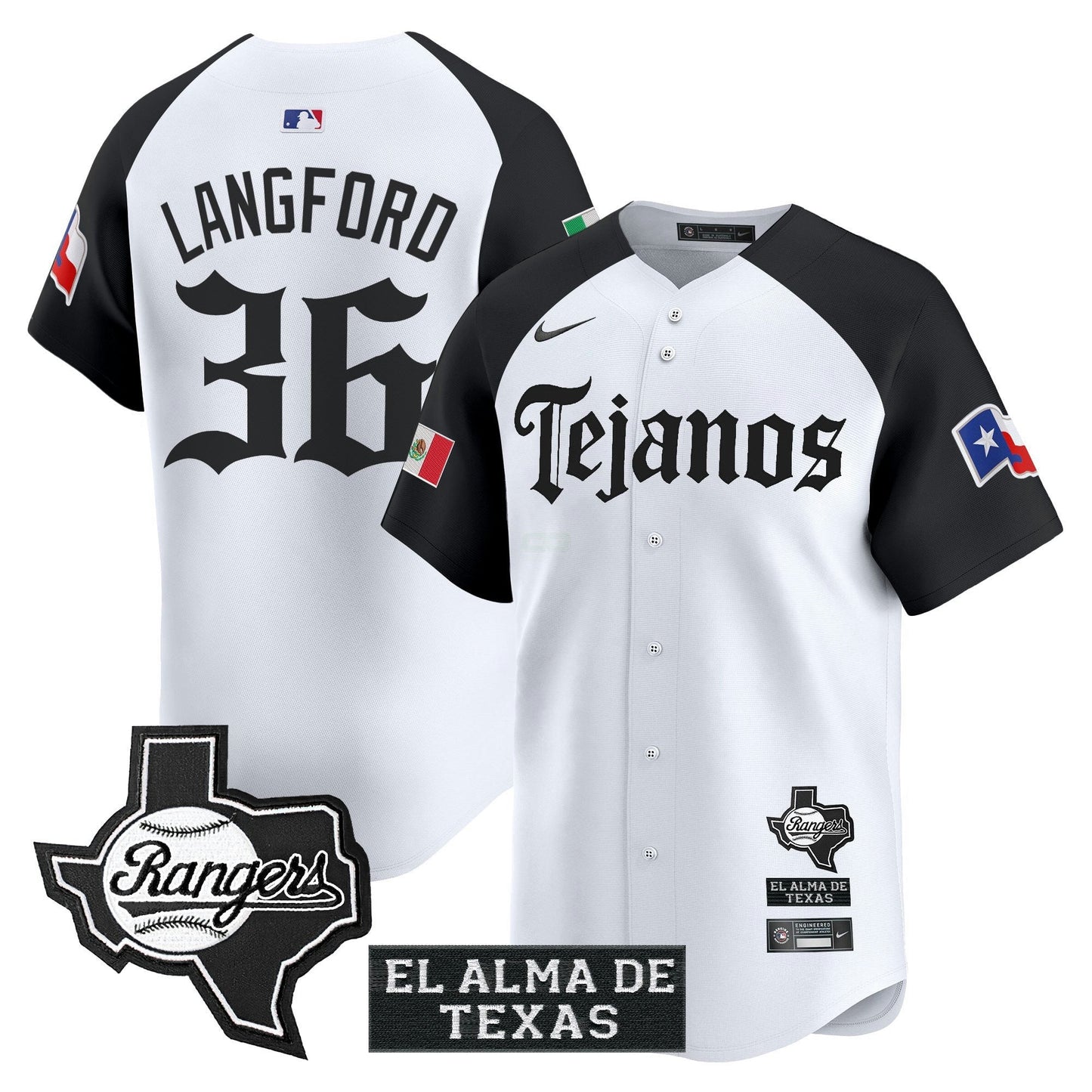 Camisa MLB Men’s Texas Mexico Tejano Barrio Style Vapor Premier Limited Jersey