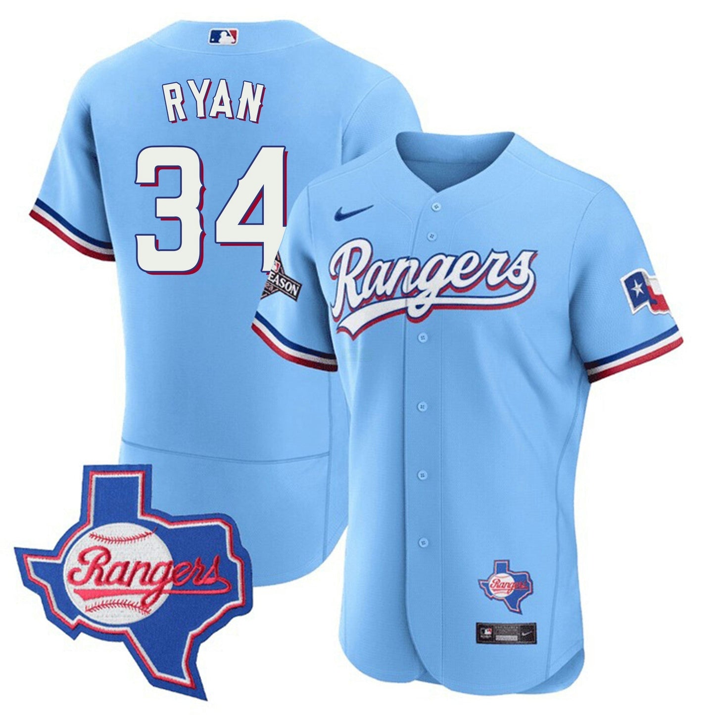 Camisa MLB Men’s Texas Texas State Patch Jersey