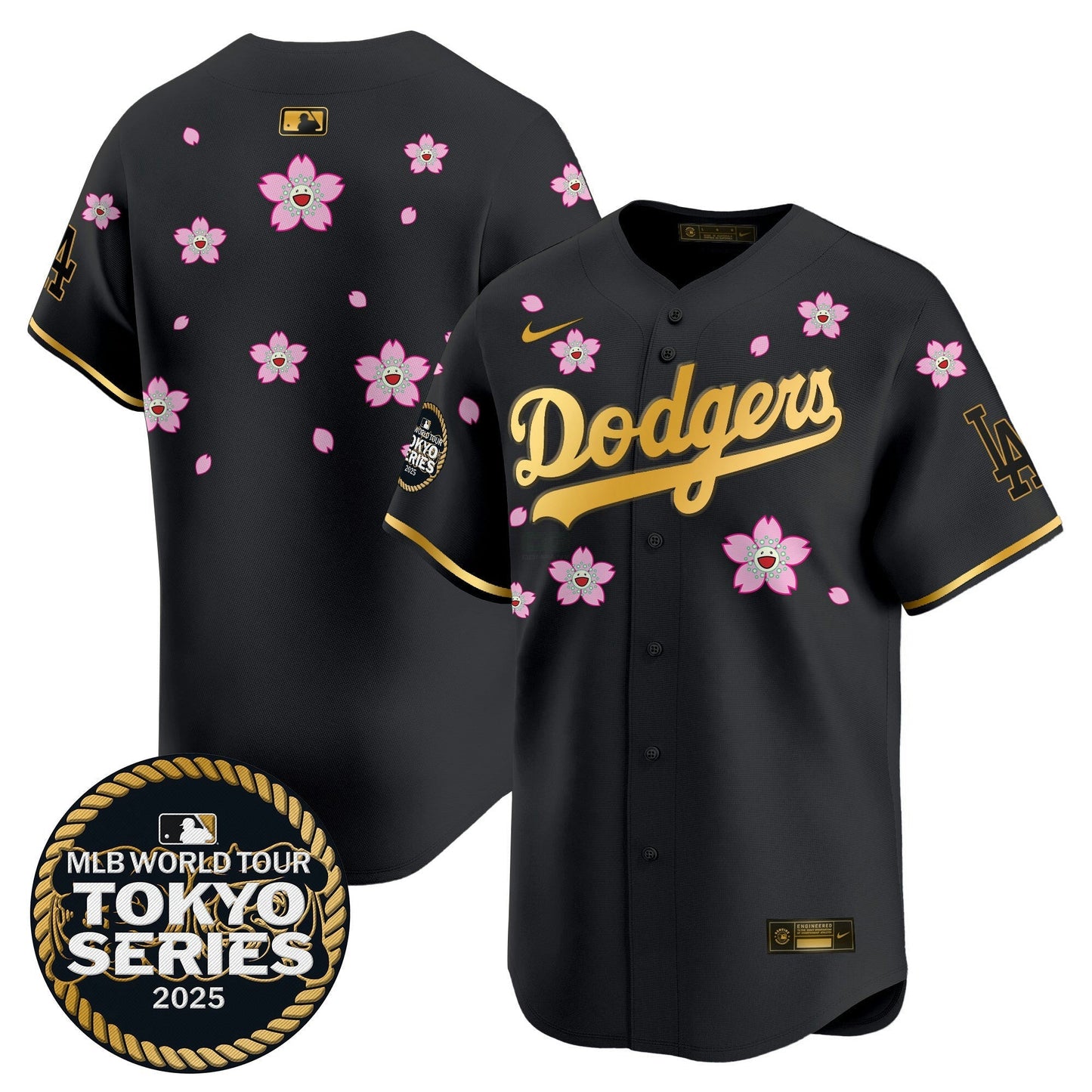 Camisa MLB Men’s Tokyo Series 2025 Dourada Trim Vapor Premier Limited Jersey V2 – Stitched - Preta Dourada