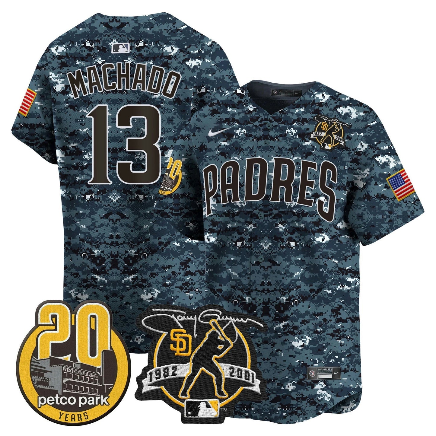 Camisa MLB Men’s Tony Gwynn & Petco Park 20th Patch USMC Vapor Premier Limited Jersey