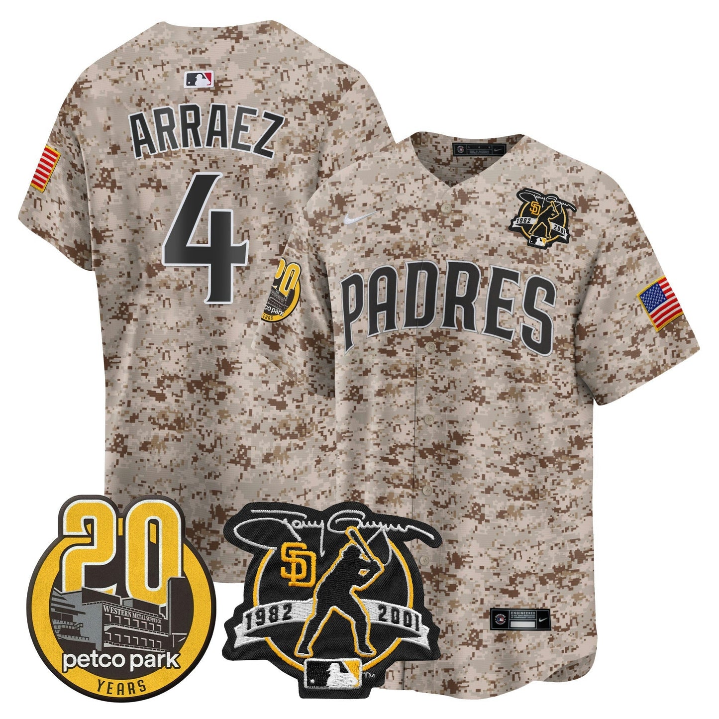 Camisa MLB Men’s Tony Gwynn & Petco Park 20th Patch USMC Vapor Premier Limited Jersey