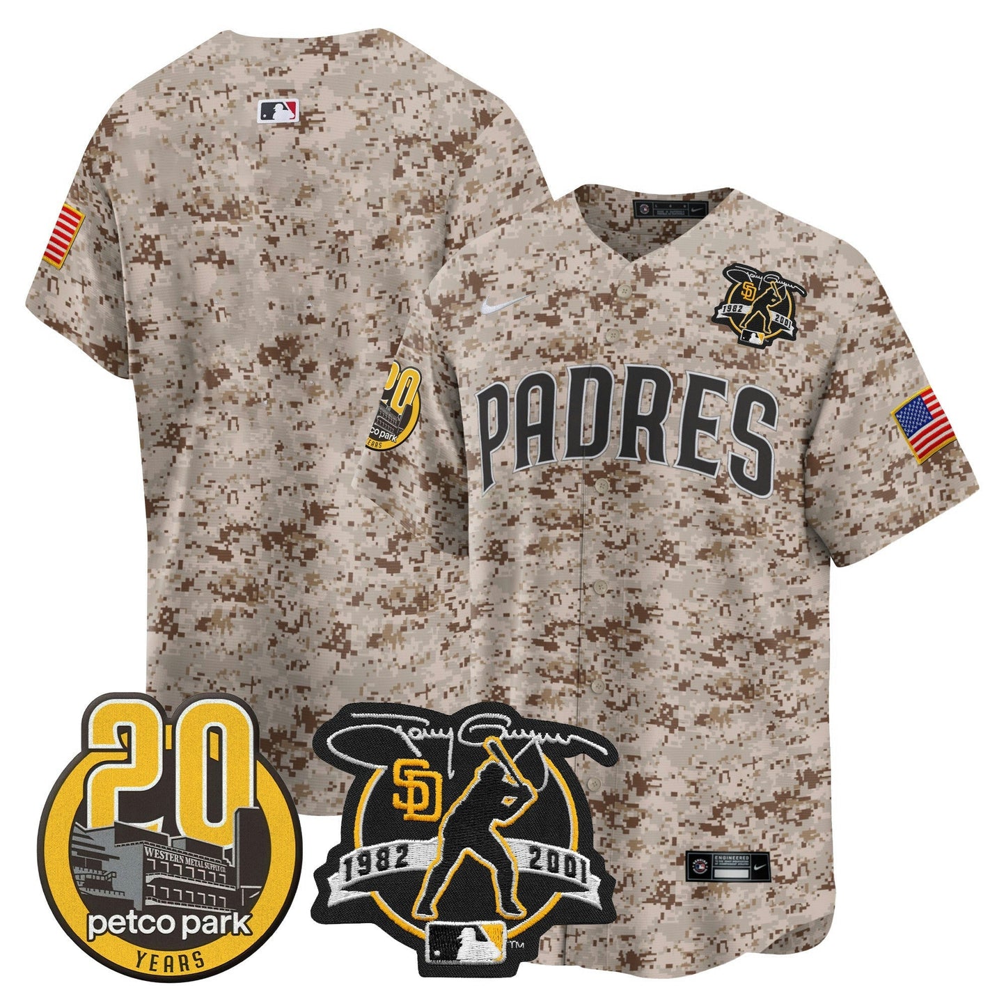 Camisa MLB Men’s Tony Gwynn & Petco Park 20th Patch USMC Vapor Premier Limited Jersey