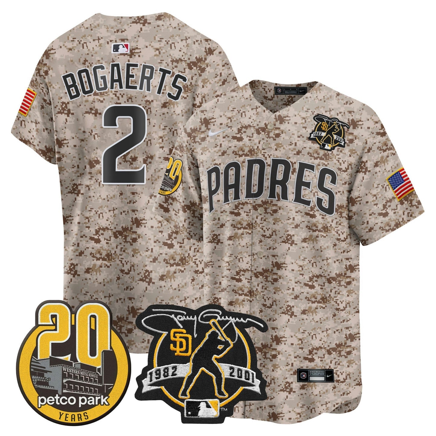 Camisa MLB Men’s Tony Gwynn & Petco Park 20th Patch USMC Vapor Premier Limited Jersey