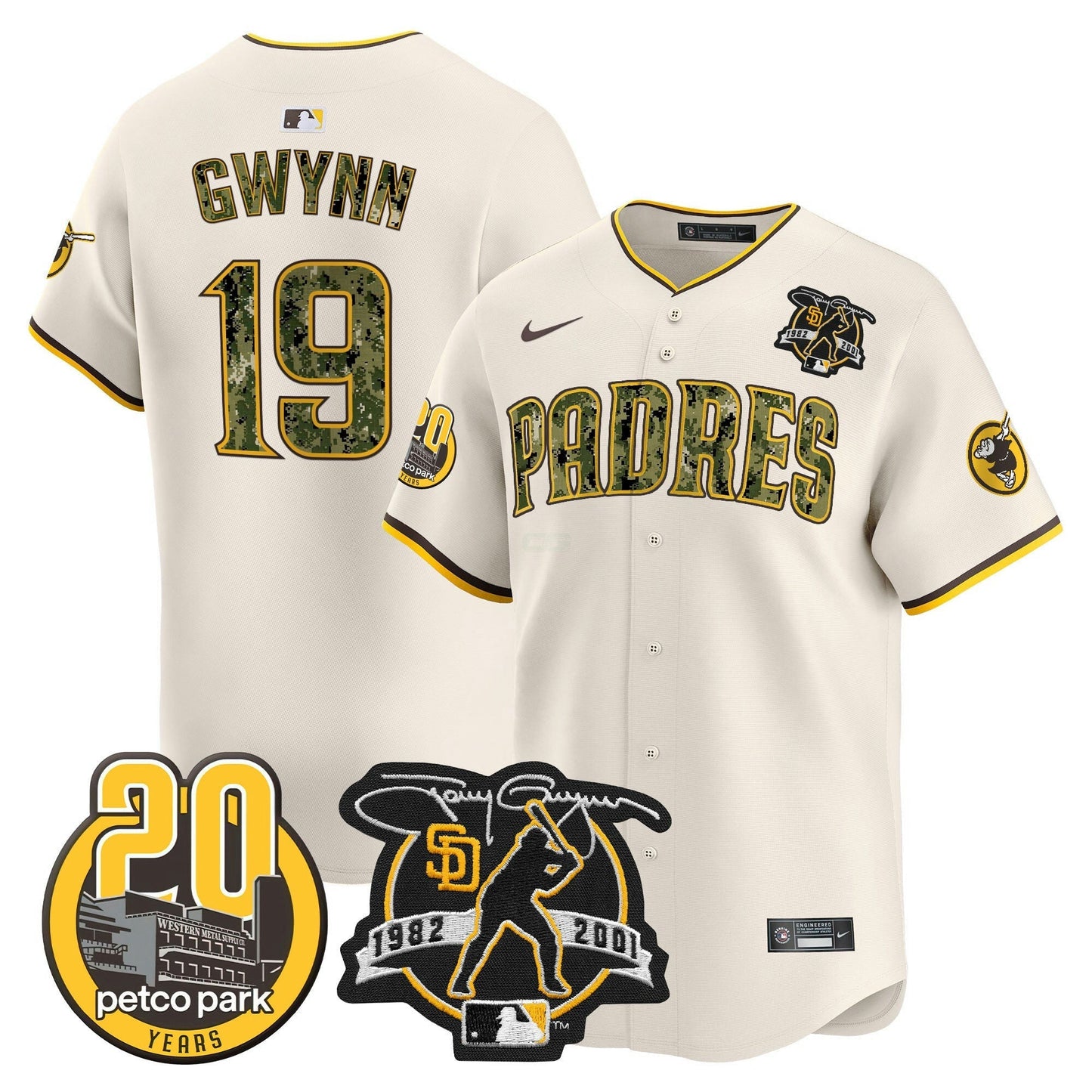 Camisa MLB Men’s Tony Gwynn & Petco Park 20th Patch USMC Vapor Premier Limited Jersey V2