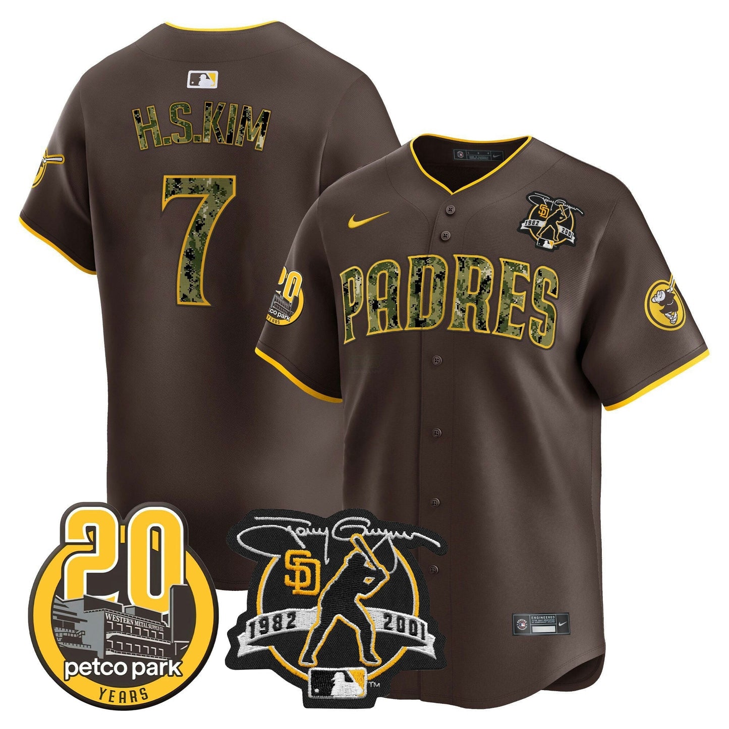 Camisa MLB Men’s Tony Gwynn & Petco Park 20th Patch USMC Vapor Premier Limited Jersey V2