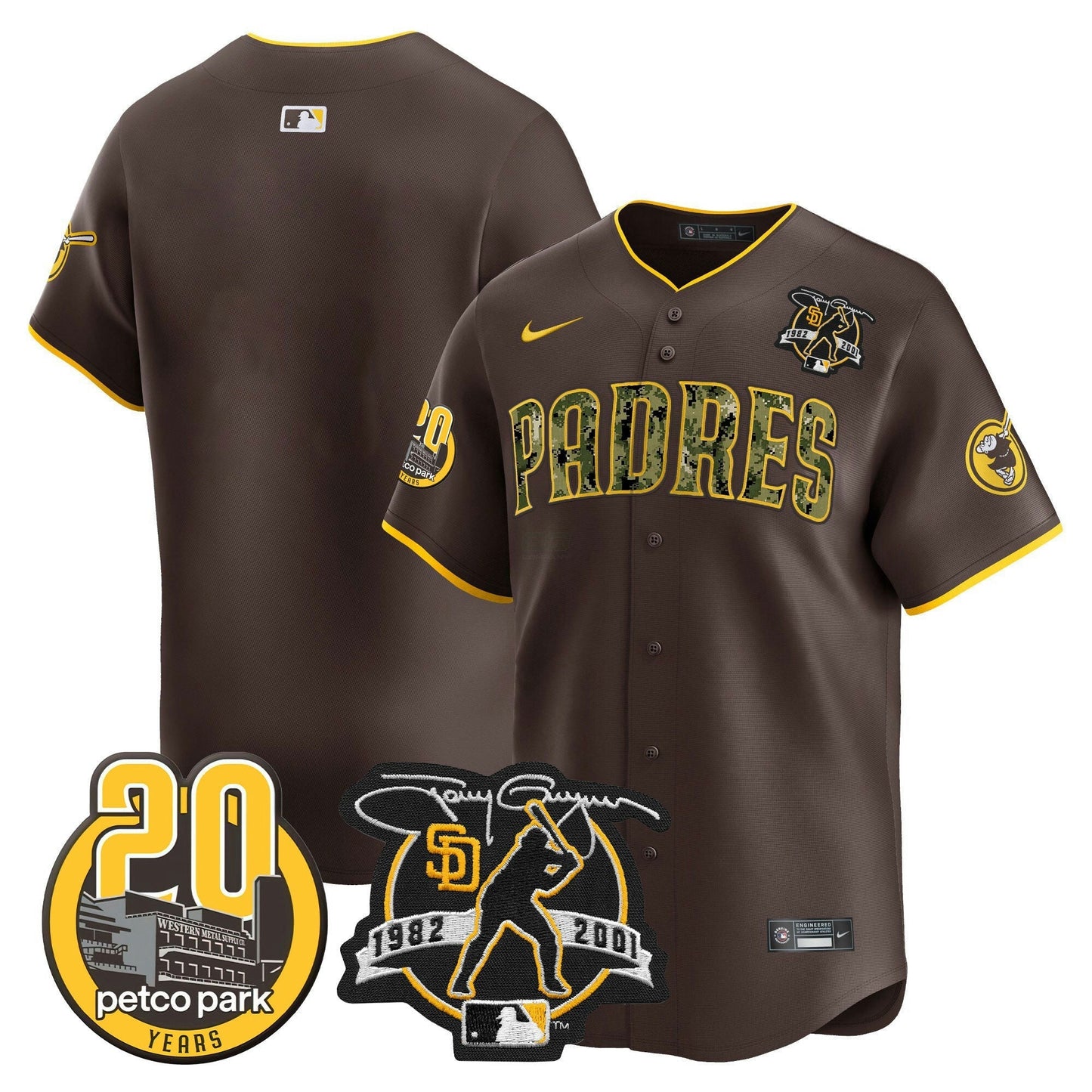 Camisa MLB Men’s Tony Gwynn & Petco Park 20th Patch USMC Vapor Premier Limited Jersey V2