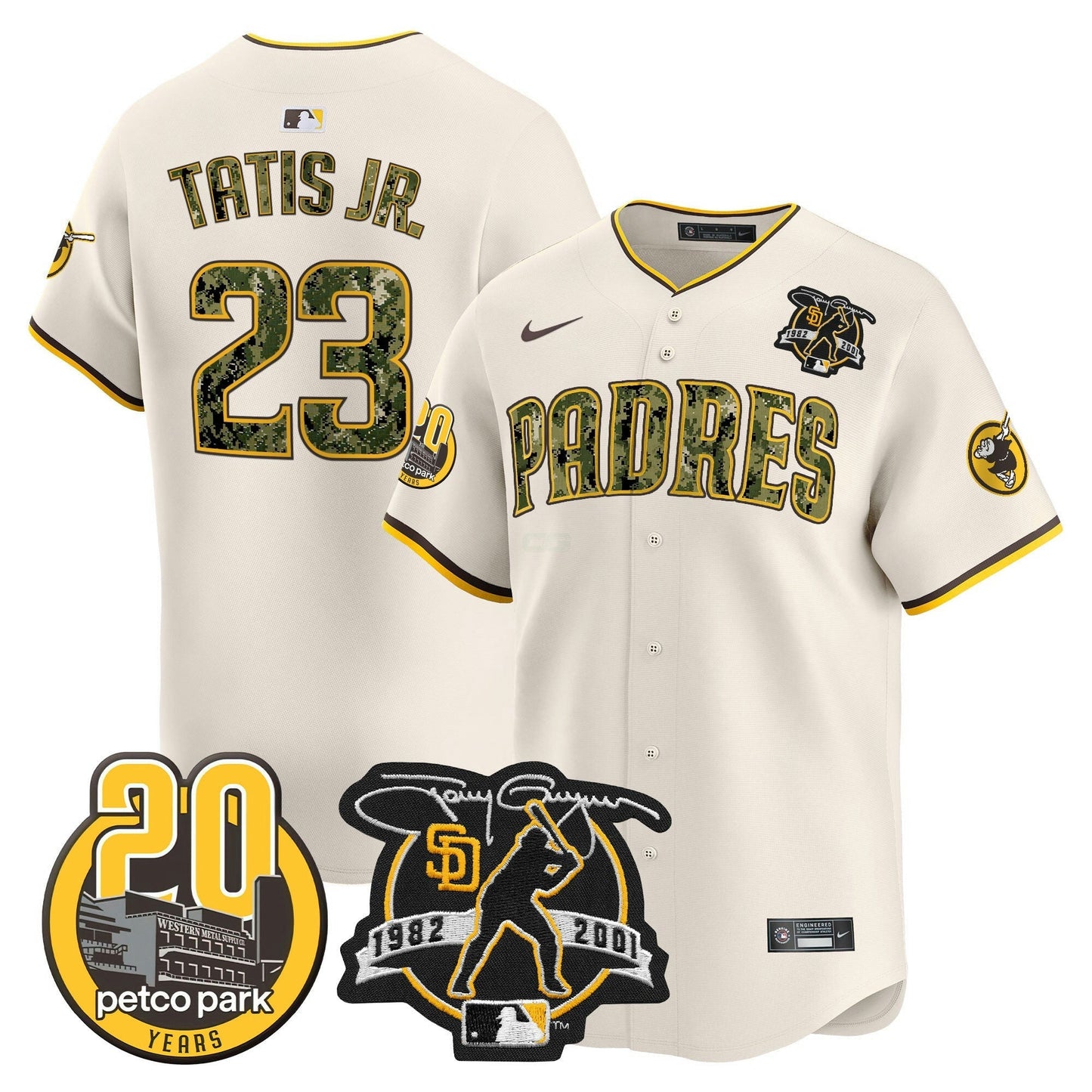 Camisa MLB Men’s Tony Gwynn & Petco Park 20th Patch USMC Vapor Premier Limited Jersey V2