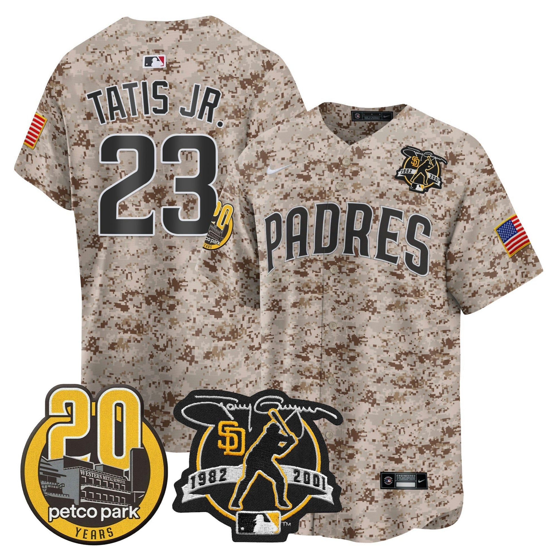 Camisa MLB Men’s Tony Gwynn & Petco Park 20th Patch USMC Vapor Premier Limited Jersey