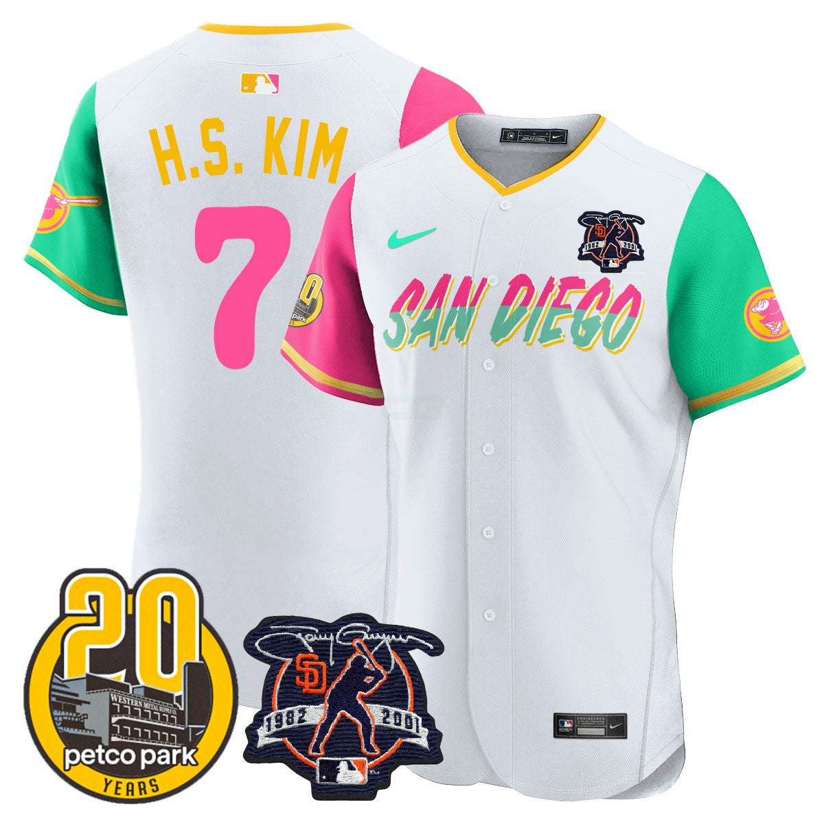Camisa MLB Men’s Tony Gwynn & Petco Park 20th Patch Vapor Premier Elite Jersey