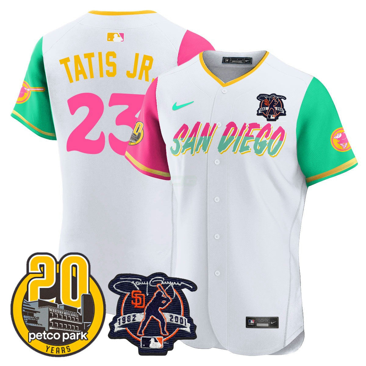 Camisa MLB Men’s Tony Gwynn & Petco Park 20th Patch Vapor Premier Elite Jersey