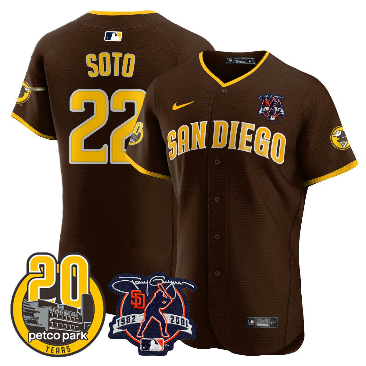 Camisa MLB Men’s Tony Gwynn & Petco Park 20th Patch Vapor Premier Elite Jersey