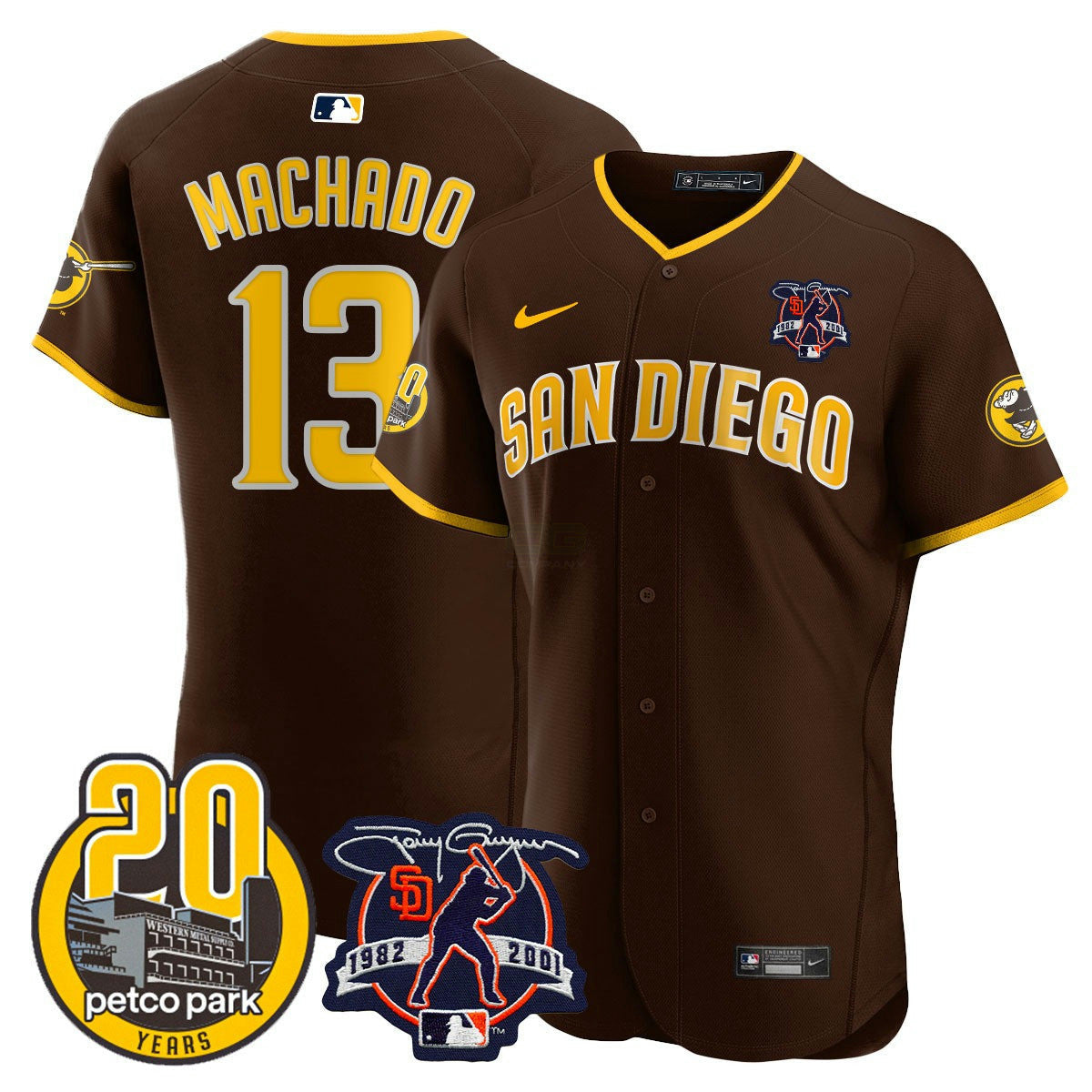 Camisa MLB Men’s Tony Gwynn & Petco Park 20th Patch Vapor Premier Elite Jersey