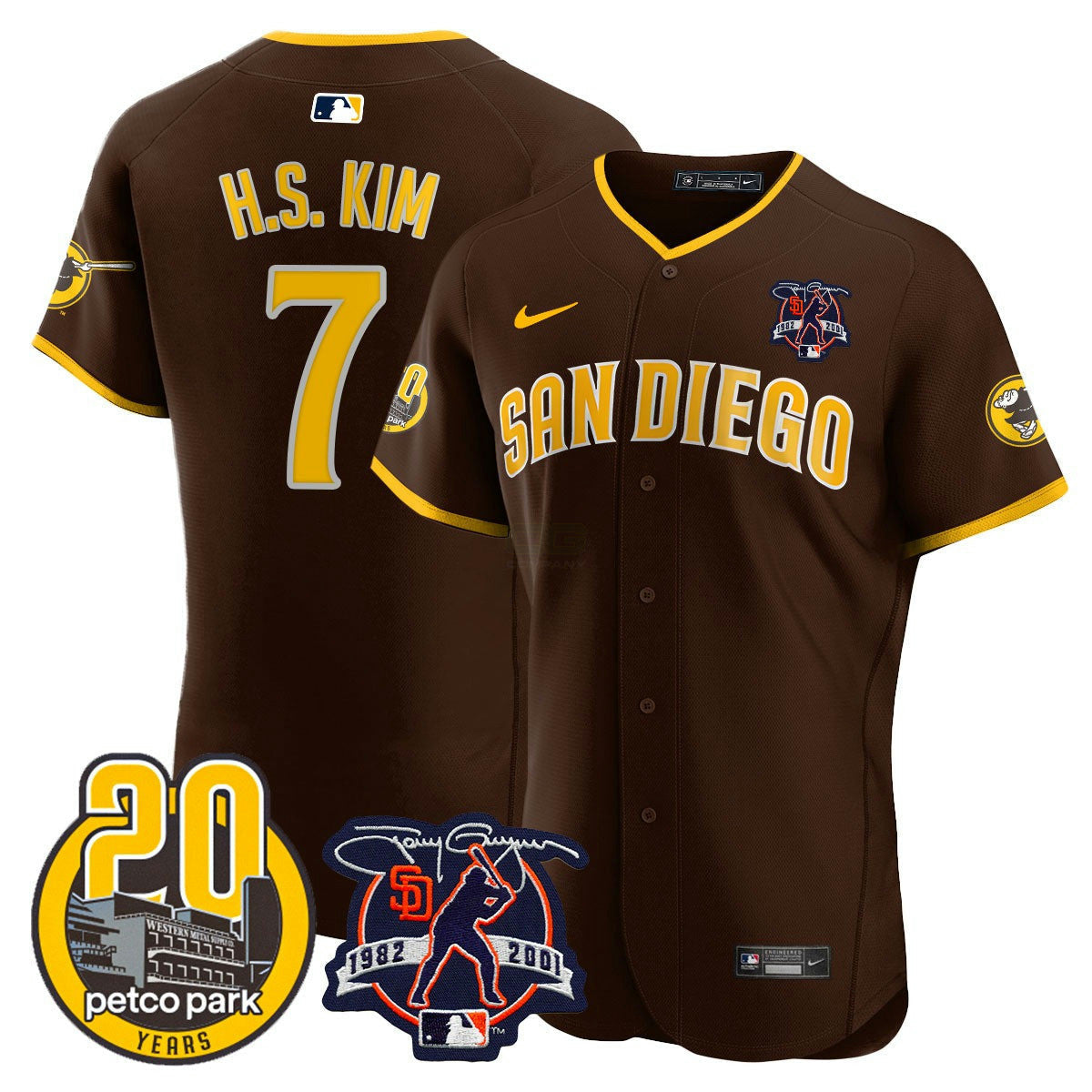Camisa MLB Men’s Tony Gwynn & Petco Park 20th Patch Vapor Premier Elite Jersey