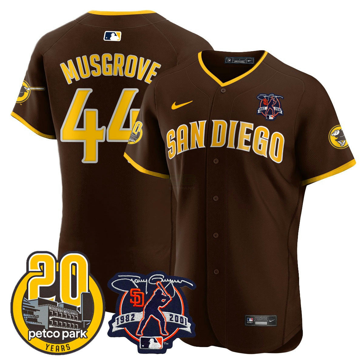 Camisa MLB Men’s Tony Gwynn & Petco Park 20th Patch Vapor Premier Elite Jersey