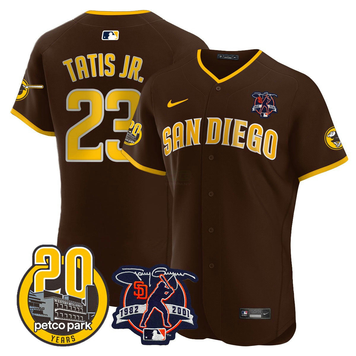 Camisa MLB Men’s Tony Gwynn & Petco Park 20th Patch Vapor Premier Elite Jersey