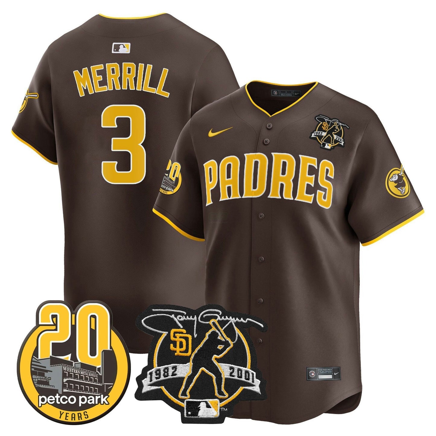 Camisa MLB Men’s Tony Gwynn & Petco Park 20th Patch Vapor Premier Limited Jersey