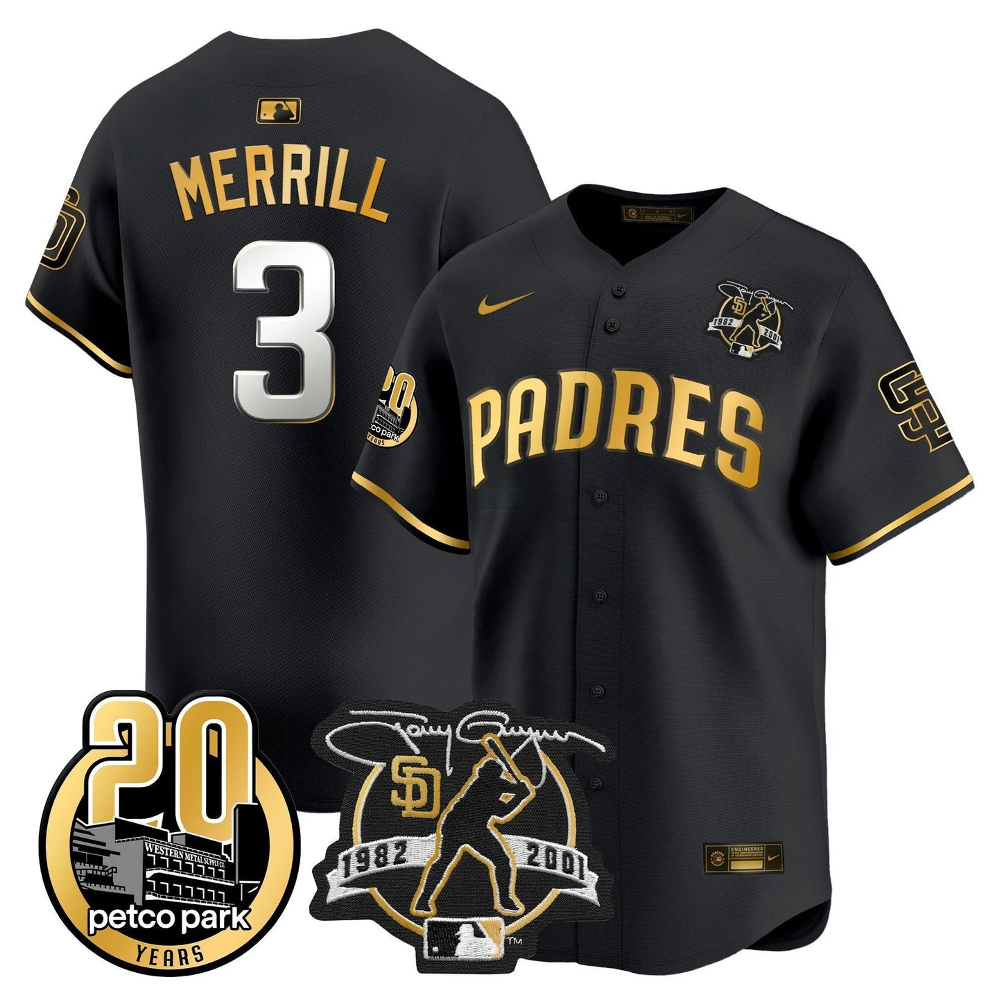 Camisa MLB Men’s Tony Gwynn & Petco Park 20th Patch Vapor Premier Limited Jersey