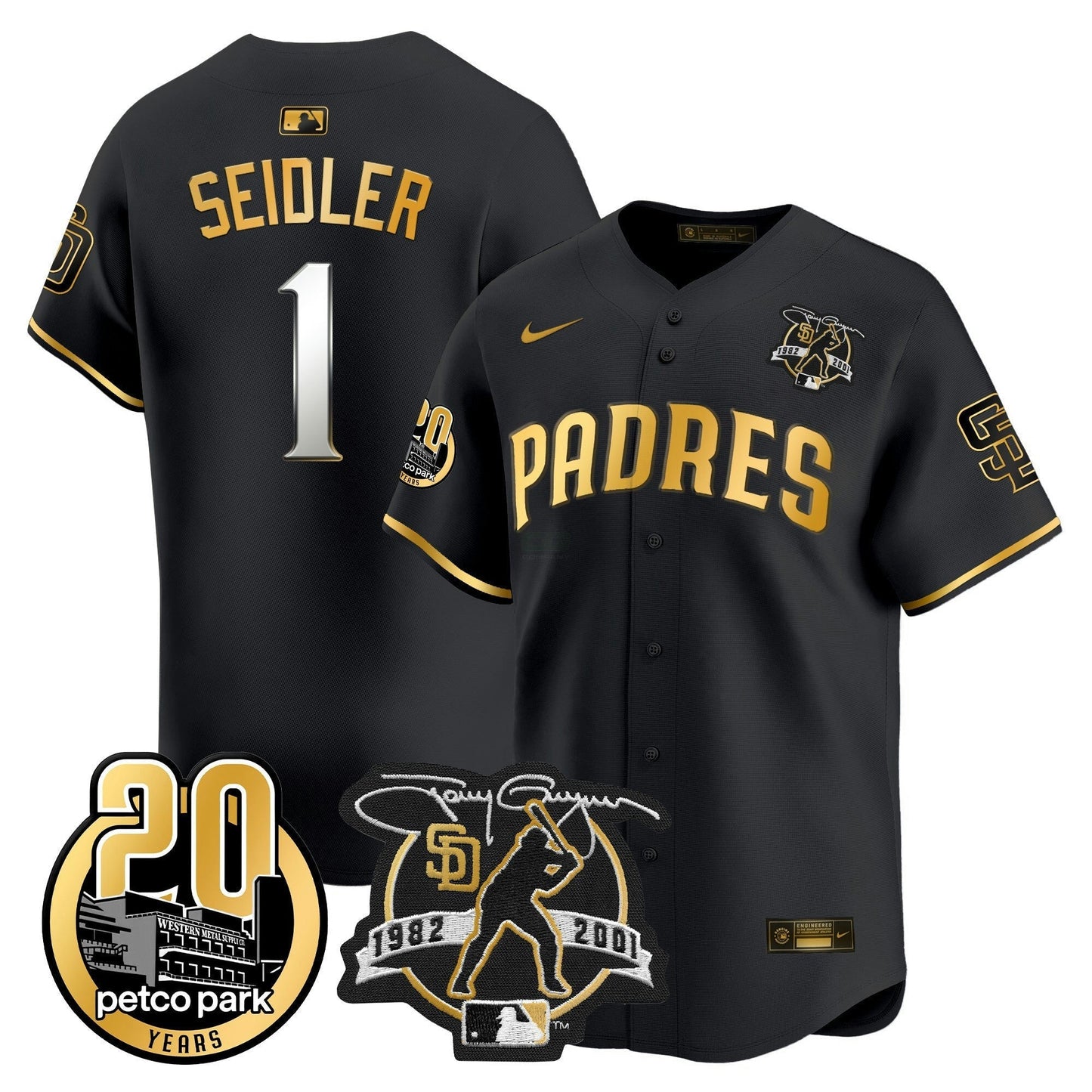 Camisa MLB Men’s Tony Gwynn & Petco Park 20th Patch Vapor Premier Limited Jersey