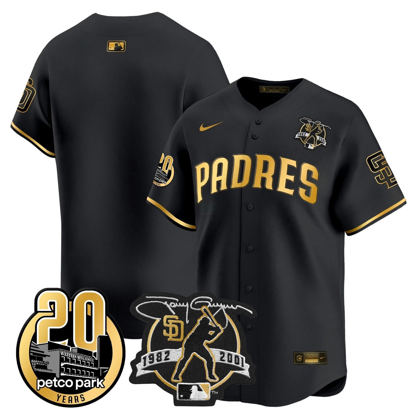 Camisa MLB Men’s Tony Gwynn & Petco Park 20th Patch Vapor Premier Limited Jersey