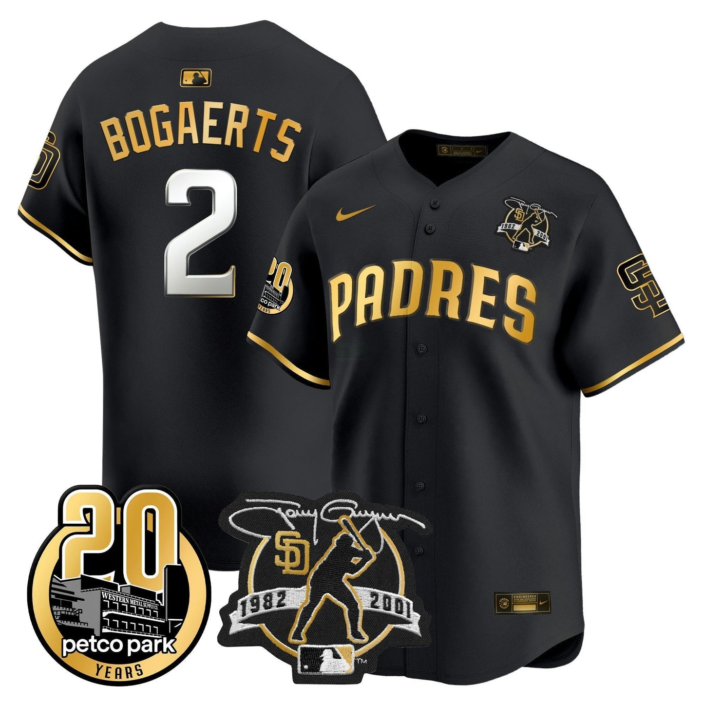 Camisa MLB Men’s Tony Gwynn & Petco Park 20th Patch Vapor Premier Limited Jersey